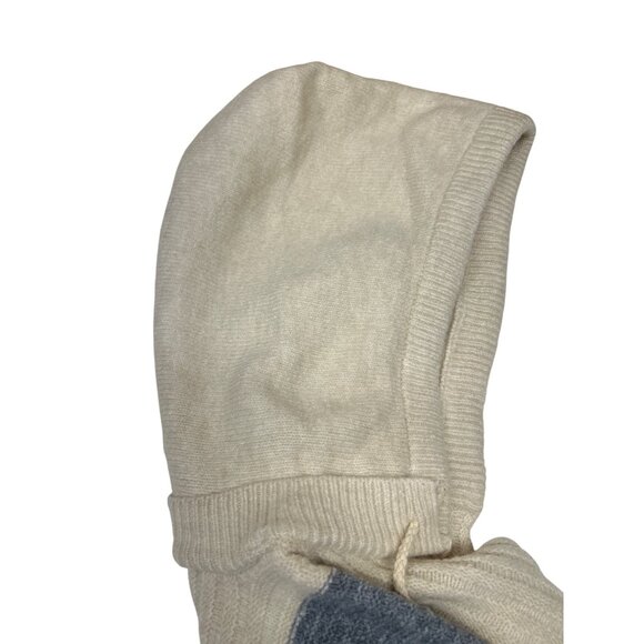 Pol Hooded Colorblock Sweater L Beige Gray White - Picture 3 of 9
